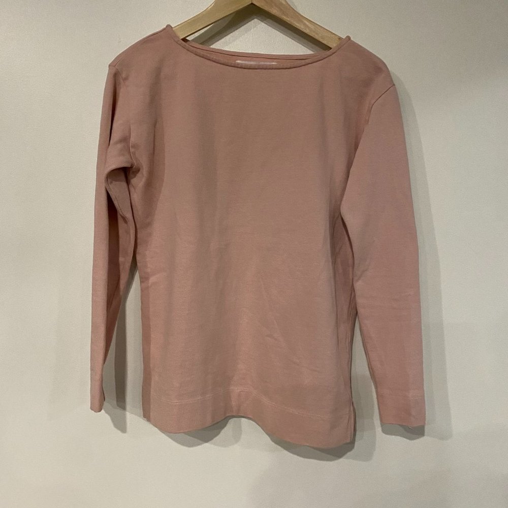 Everlane Heavyweight Long Sleeve Boat Neck Top - Small, Blush Pink